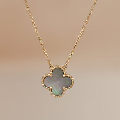 [LUXE] CLOVER 15MM  GRAY MOTHER OF PEARL NECKLACE