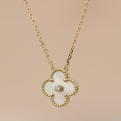 [LUXE] CLOVER 15MM DIAMOND GOLD MOTHER OF PEARL NECKLACE