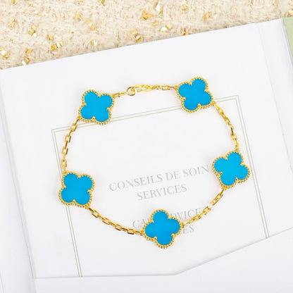 [LUXE] CLOVER 5 MOTIFS TURQUOISE BRACELET