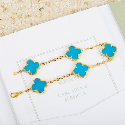 [LUXE] CLOVER 5 MOTIFS TURQUOISE BRACELET