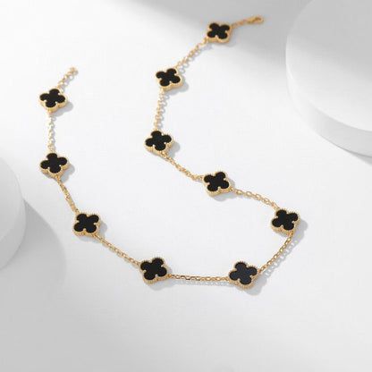 [LUXE] CLOVER 10 MOTIFS ONYX NECKLACE