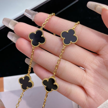 [LUXE] CLOVER 10 MOTIFS ONYX NECKLACE