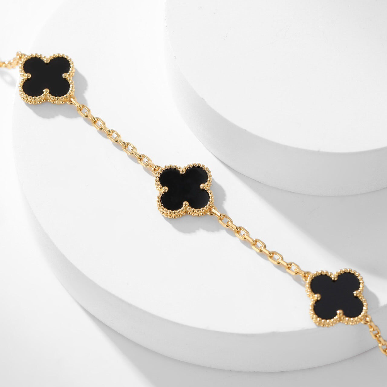 [LUXE] CLOVER 10 MOTIFS ONYX NECKLACE