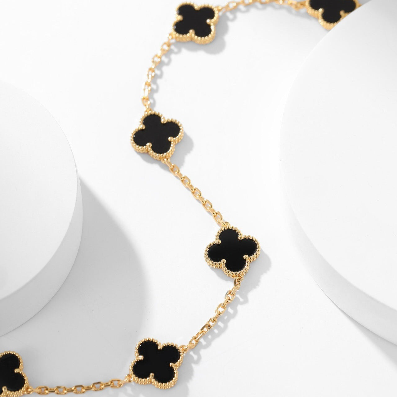 [LUXE] CLOVER 10 MOTIFS ONYX NECKLACE