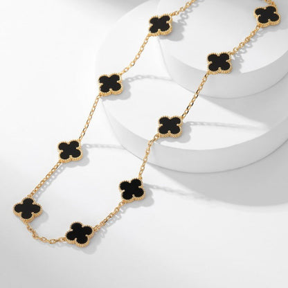 [LUXE] CLOVER 10 MOTIFS ONYX NECKLACE