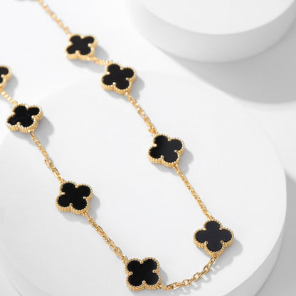 [LUXE] CLOVER 10 MOTIFS ONYX NECKLACE