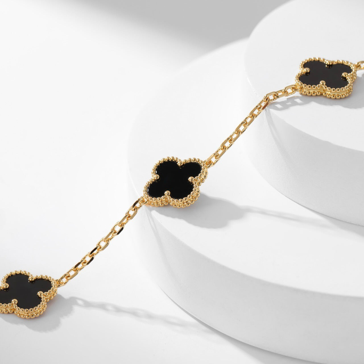 [LUXE] CLOVER 10 MOTIFS ONYX NECKLACE