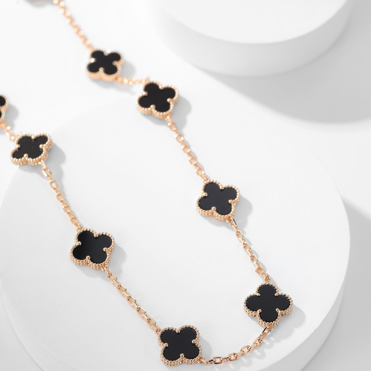 [LUXE] CLOVER 10 MOTIFS ONYX NECKLACE