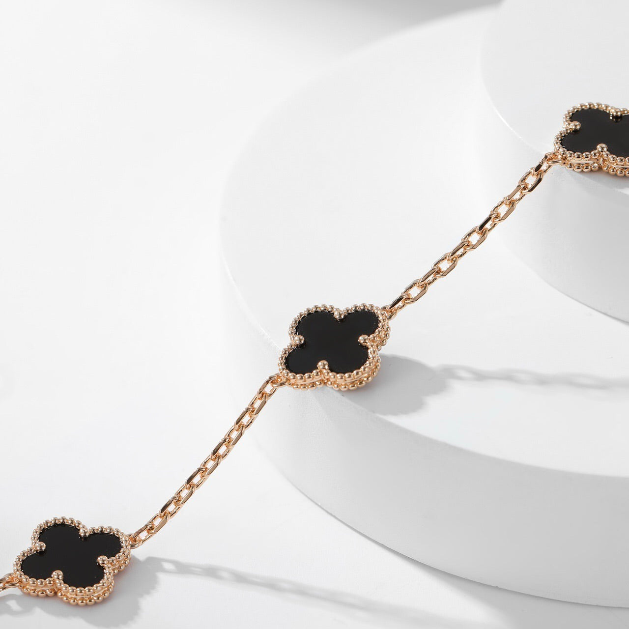 [LUXE] CLOVER 10 MOTIFS ONYX NECKLACE