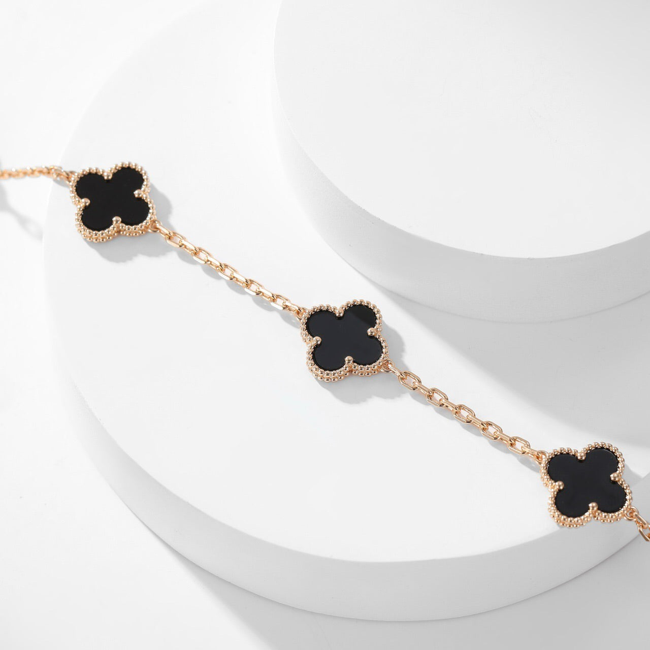 [LUXE] CLOVER 10 MOTIFS ONYX NECKLACE