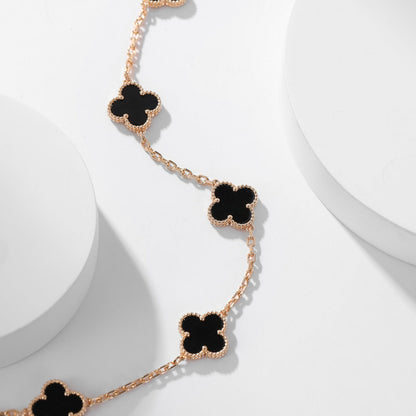 [LUXE] CLOVER 10 MOTIFS ONYX NECKLACE