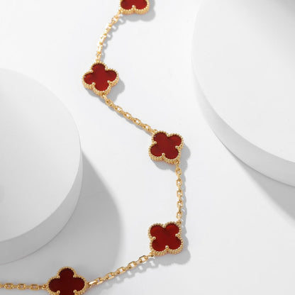 [LUXE] CLOVER 10 MOTIFS CARNELIAN NECKLACE