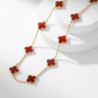 [LUXE] CLOVER 10 MOTIFS CARNELIAN NECKLACE