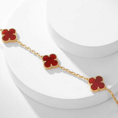 [LUXE] CLOVER 10 MOTIFS CARNELIAN NECKLACE