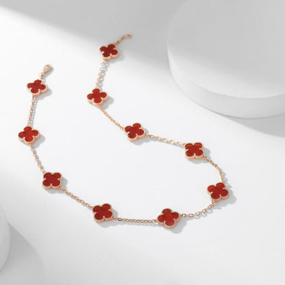 [LUXE] CLOVER 10 MOTIFS CARNELIAN NECKLACE