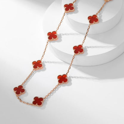 [LUXE] CLOVER 10 MOTIFS CARNELIAN NECKLACE