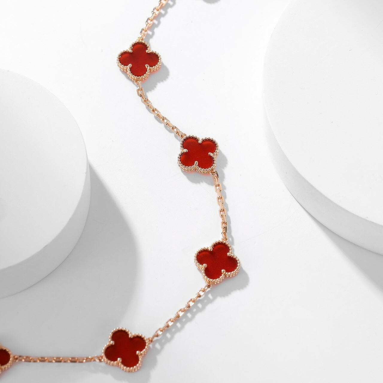 [LUXE] CLOVER 10 MOTIFS CARNELIAN NECKLACE