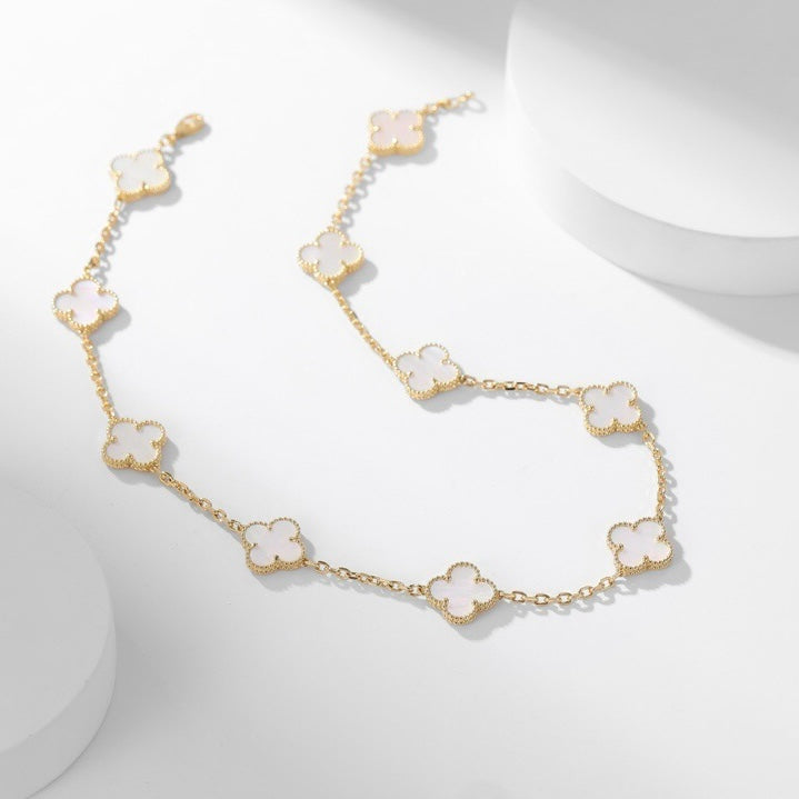 [LUXE] CLOVER 10 MOTIFS WHITE MOTHER OF PEARL NECKLACE