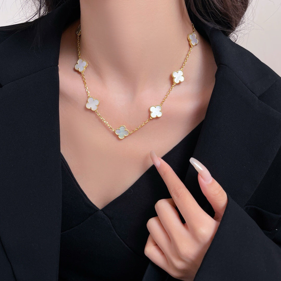 [LUXE] CLOVER 10 MOTIFS WHITE MOTHER OF PEARL NECKLACE