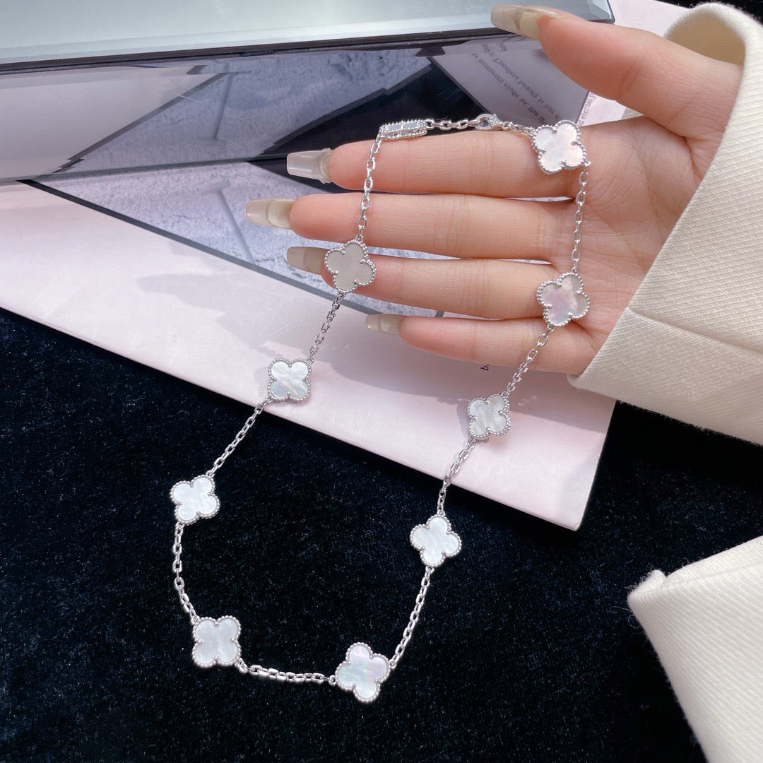 [LUXE] CLOVER 10 MOTIFS WHITE MOTHER OF PEARL NECKLACE