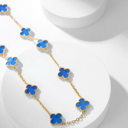 [LUXE] CLOVER 10 MOTIFS BLUE AGATE NECKLACE