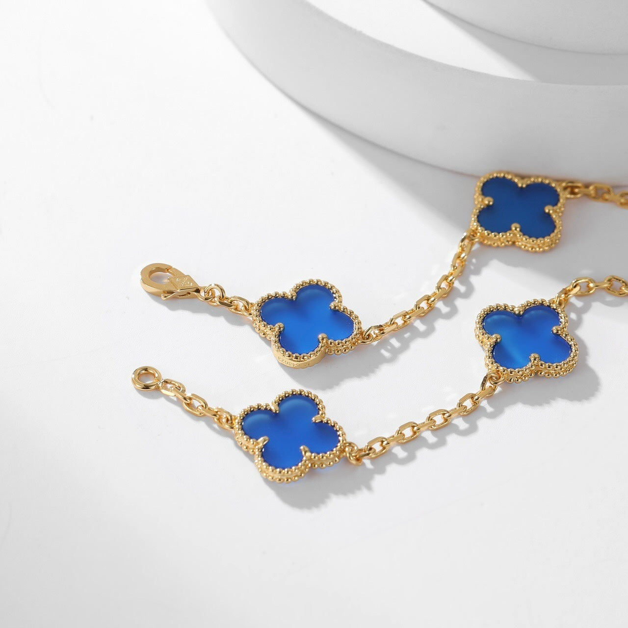 [LUXE] CLOVER 10 MOTIFS BLUE AGATE NECKLACE