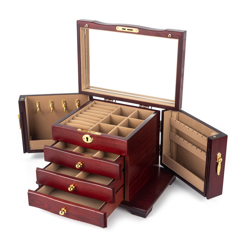 JEWELRY STORAGE BOX MULTI-LAYER LARGE CAPACITY WOODEN JEWELRY BOX