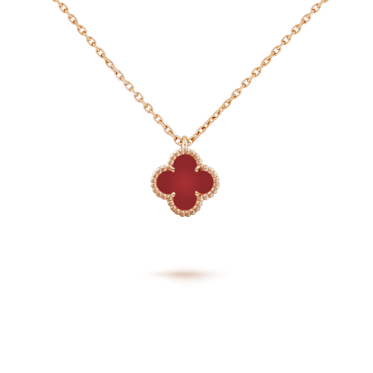 [LUXE] CLOVER MINI 9.5MM WHITE CARNELIANS NECKLACE