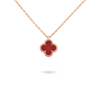 [LUXE] CLOVER MINI 9.5MM WHITE CARNELIANS NECKLACE