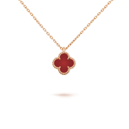 [LUXE] CLOVER MINI 9.5MM WHITE CARNELIANS NECKLACE