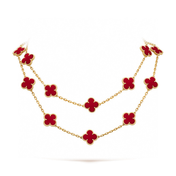 [LUXE] CLOVER 20 MOTIFS CARNELIAN NECKLACE