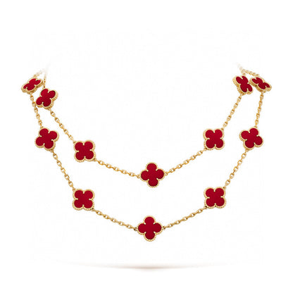 [LUXE] CLOVER 20 MOTIFS CARNELIAN NECKLACE