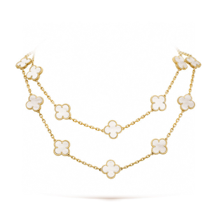 [LUXE] CLOVER 20 MOTIFS WHITE MOP NECKLACE