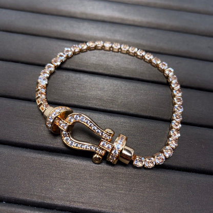 [LUXE]FORCE  LARGE HORSESHOE FULL DIAMOND TENNIS BRACELET