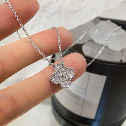 [LUXE] CLOVER 15MM DIAMOND SINGLE FLOWER NECKLACE