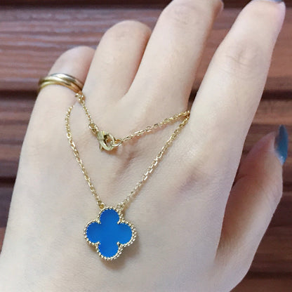 [LUXE] CLOVER 15MM BLUE AGATE NECKLACE