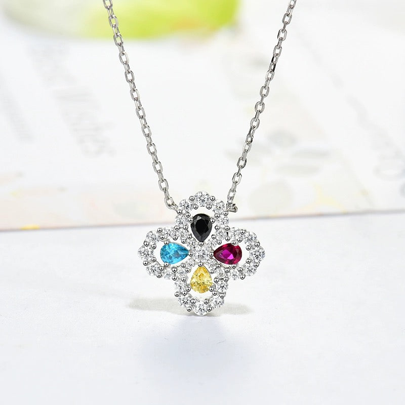 [LUXE]LOOP NECKLACE FULL MOTIF DIAMOND 16MM MULTIPLE COLORS