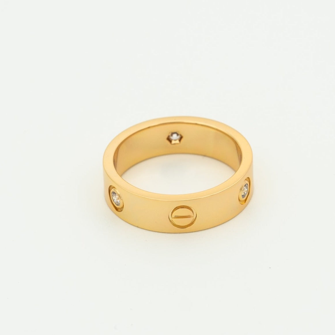 [LUXE]LOVE RING 5.5MM 3 DIAMONDS PINK GOLD