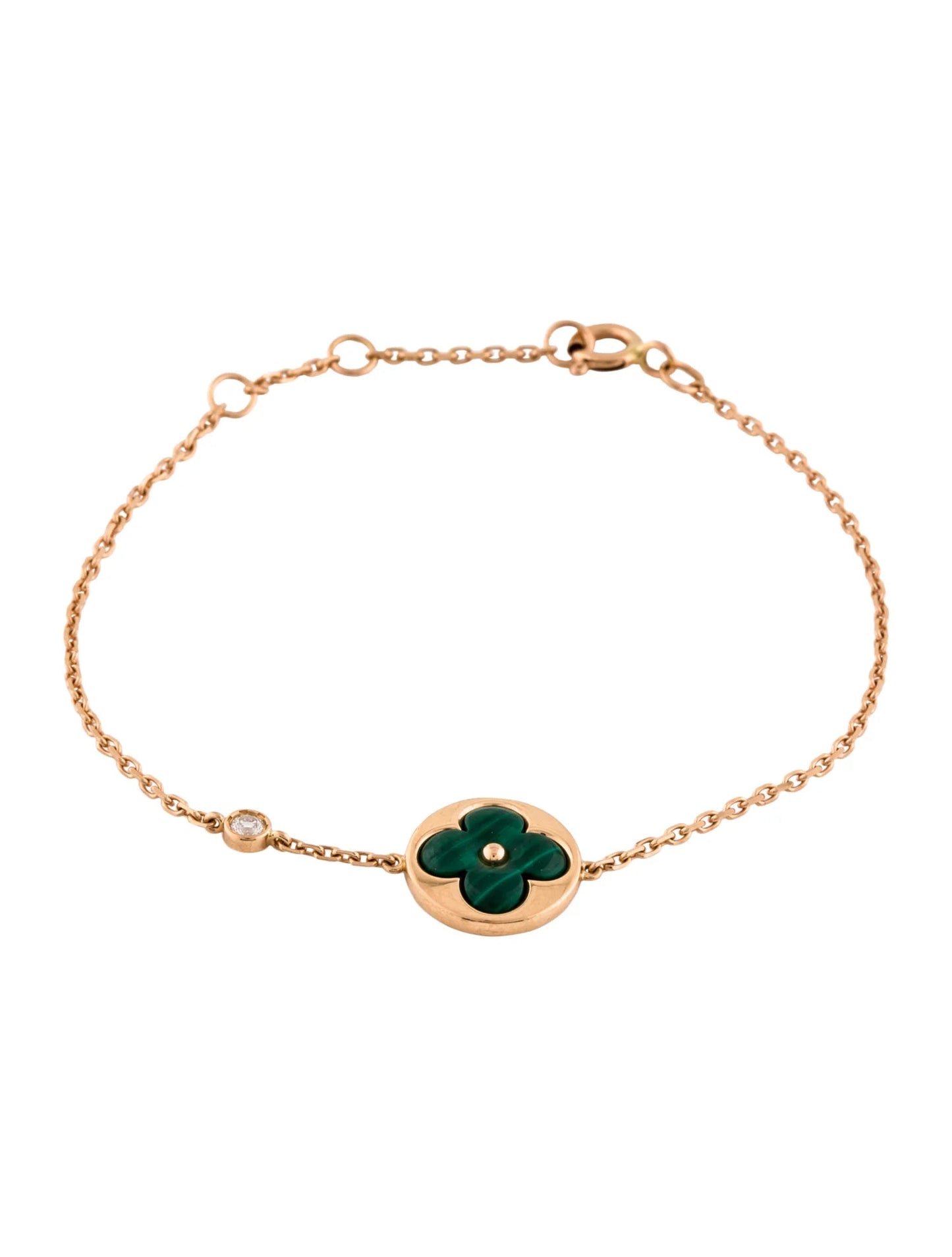 [LUXE]SUN MALACHITE 1 DIAMOND PINK GOLD BRACELET