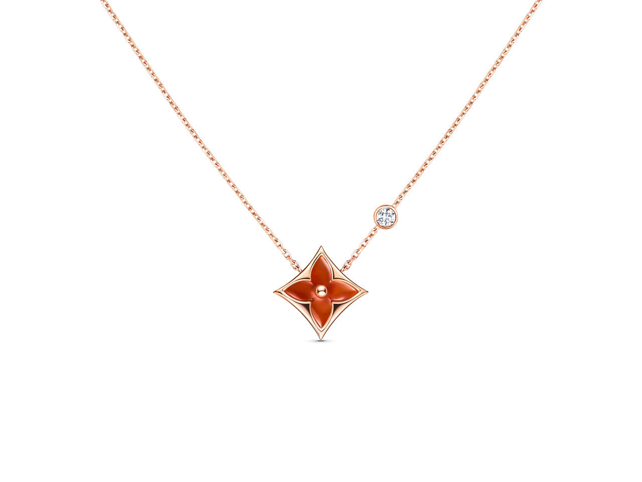 [LUXE]STAR NECKLACE PINK GOLD 1 DIAMOND