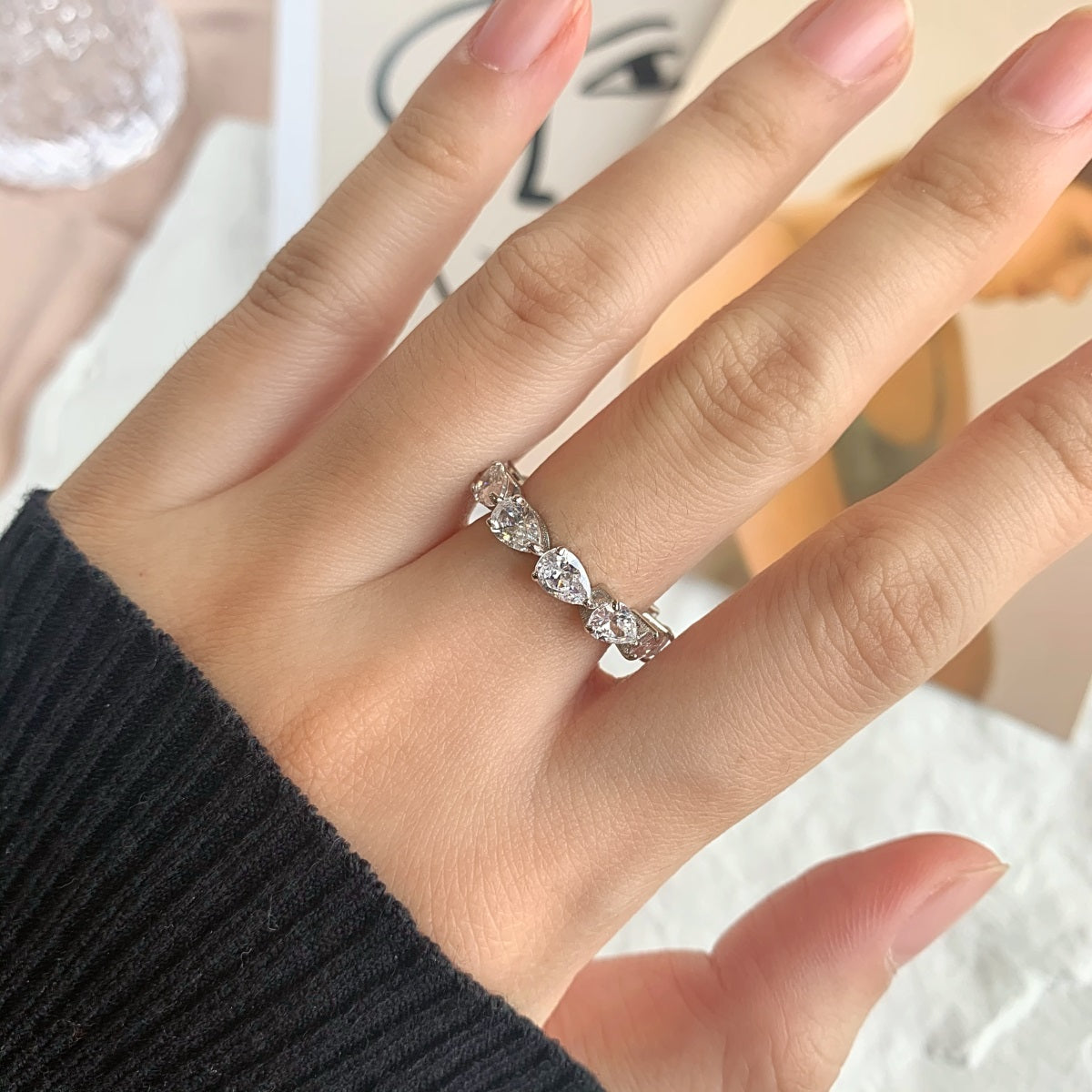 [LUXE]Exquisite Pear Cut Tennis Ring