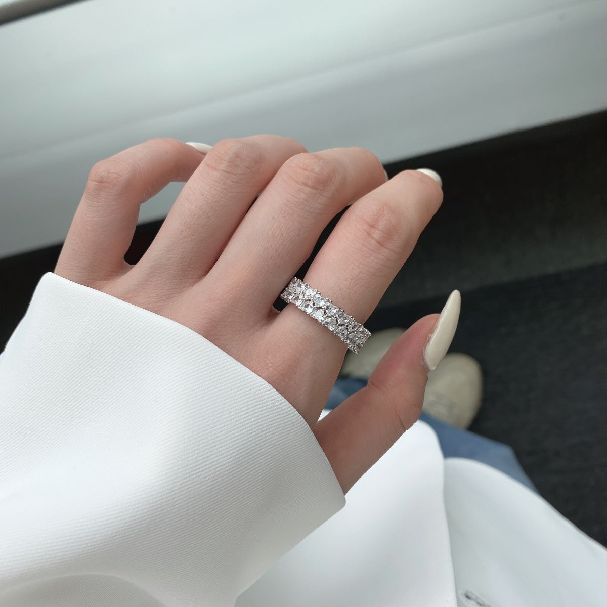 [LUXE]Sparkling Full Heart Ring