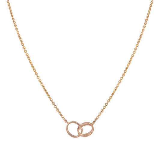 [Luxe]LOVE NECKLACE DOUBLE RING PINK GOLD