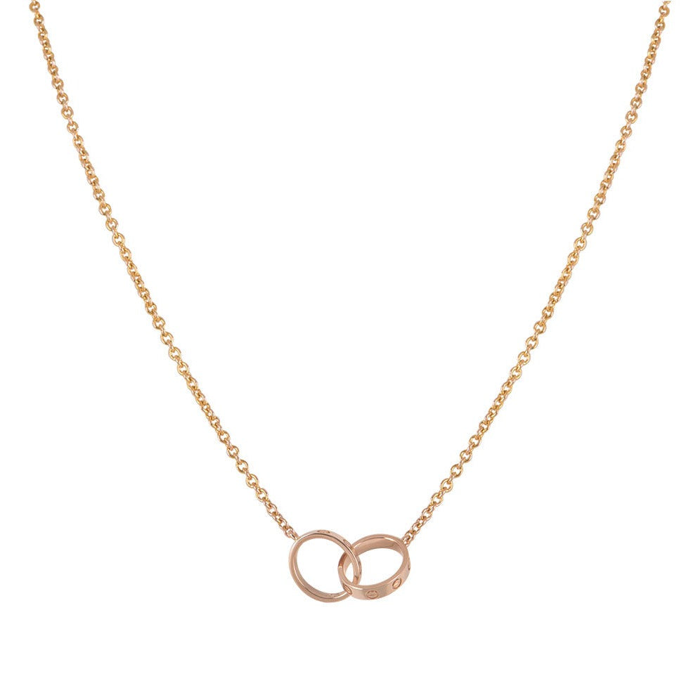 [LUXE]LOVE NECKLACE DOUBLE RING PINK GOLD