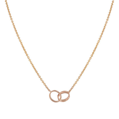 [LUXE]LOVE NECKLACE DOUBLE RING PINK GOLD