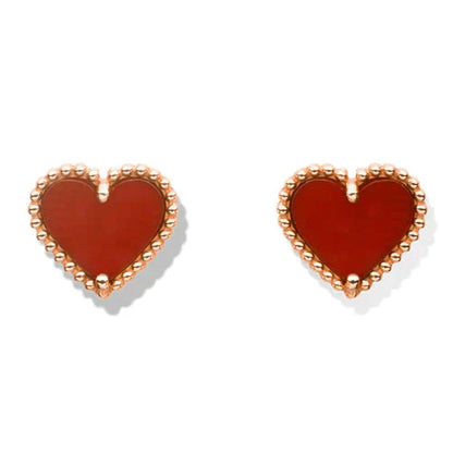 [LUXE] HEART CARNELIAN STUD EARRINGS