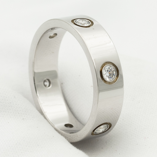 [Luxe]BAGUE LOVE 5.5MM 6 DIAMANTS ARGENT