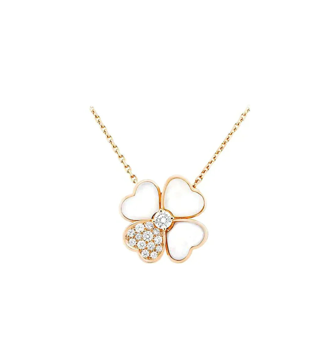 [LUXE] CLOVER MOP DIAMOND ROSE GOLD NECKLACE