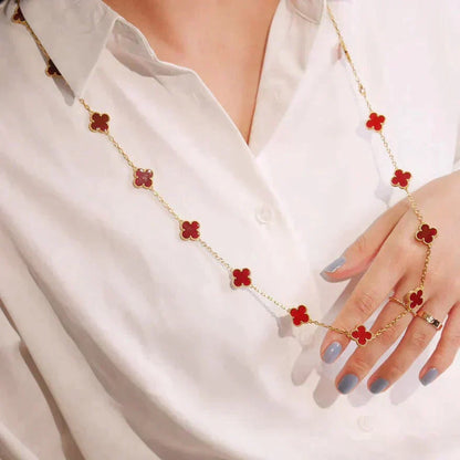 [LUXE] CLOVER 20 MOTIFS CARNELIAN NECKLACE