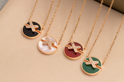 [LUXE]JEUX DE PINK GOLD DIAMOND NECKLACE